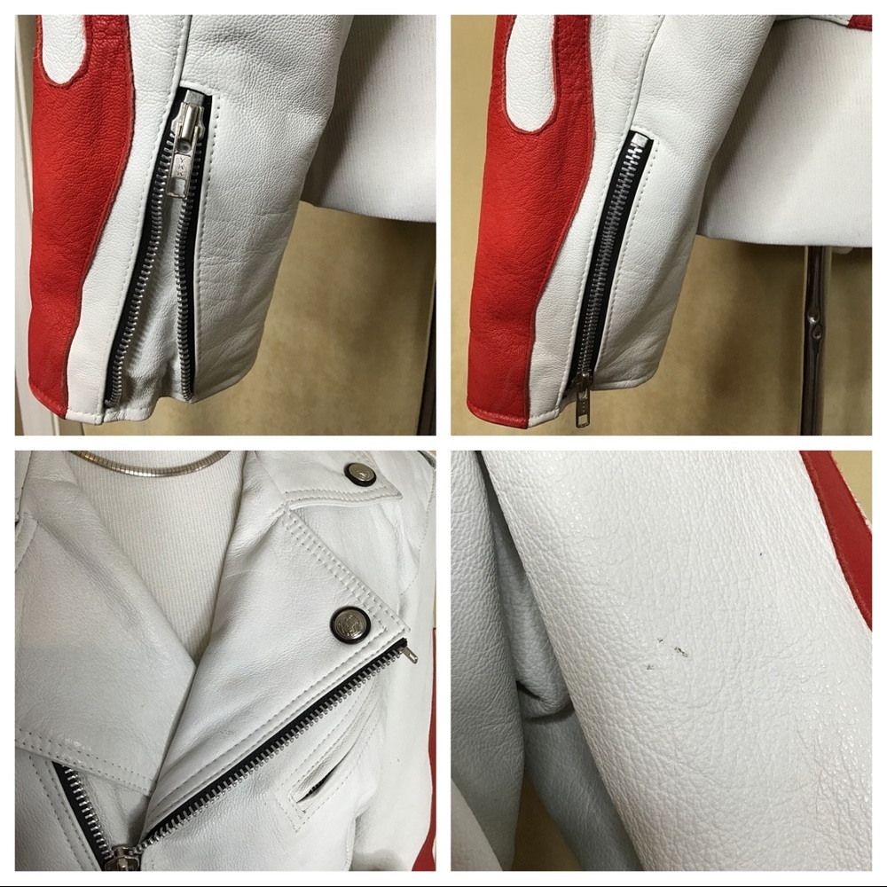 London Leatherwear NYC leather white/red women’s L - Picture 7 of 8